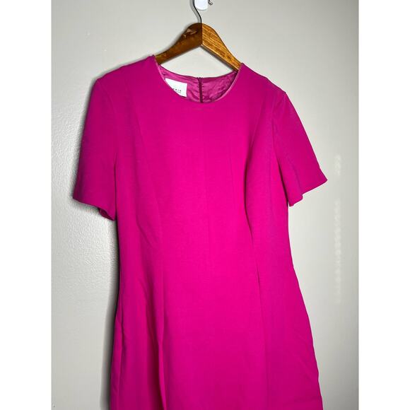 AKRIS Punto Fuchsia Short Sleeve Fit & Flare Luxury Designer Dress Size 14 - Picture 4 of 10